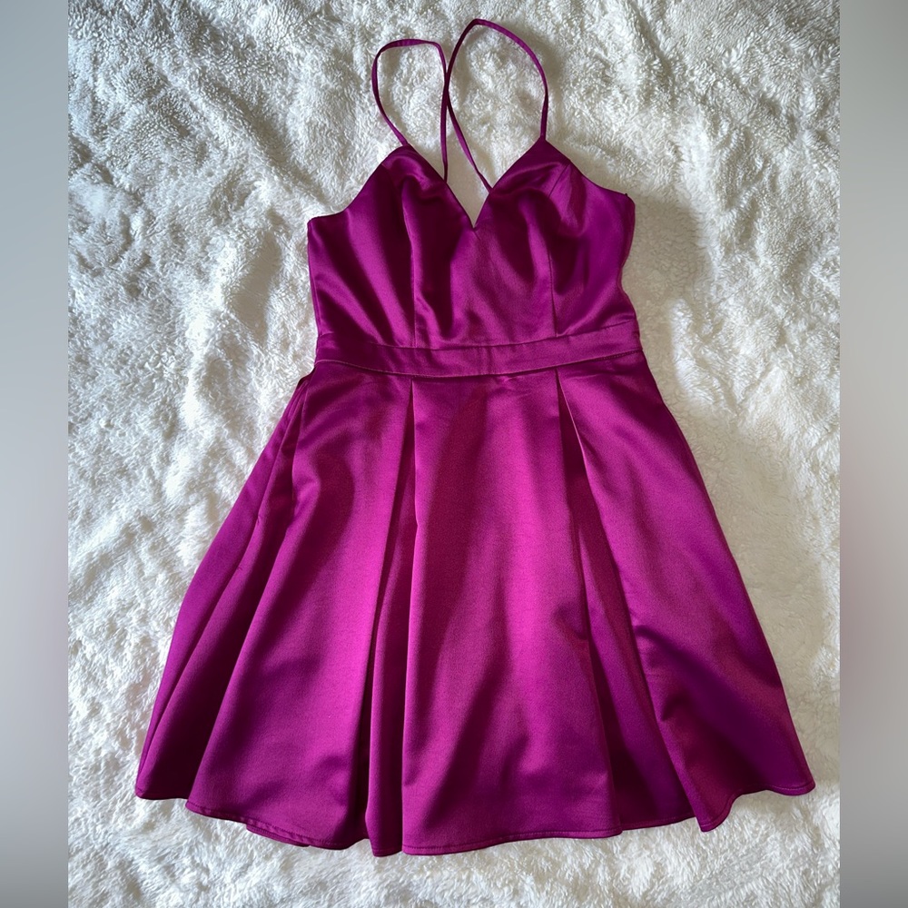 Pink Satin A-Line Skater Dress Lulus Size Small